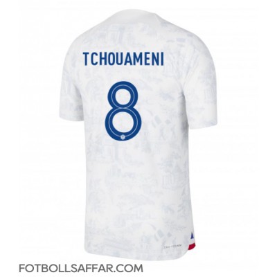 Frankrike Aurelien Tchouameni #8 Bortatröja VM 2022 Kortärmad